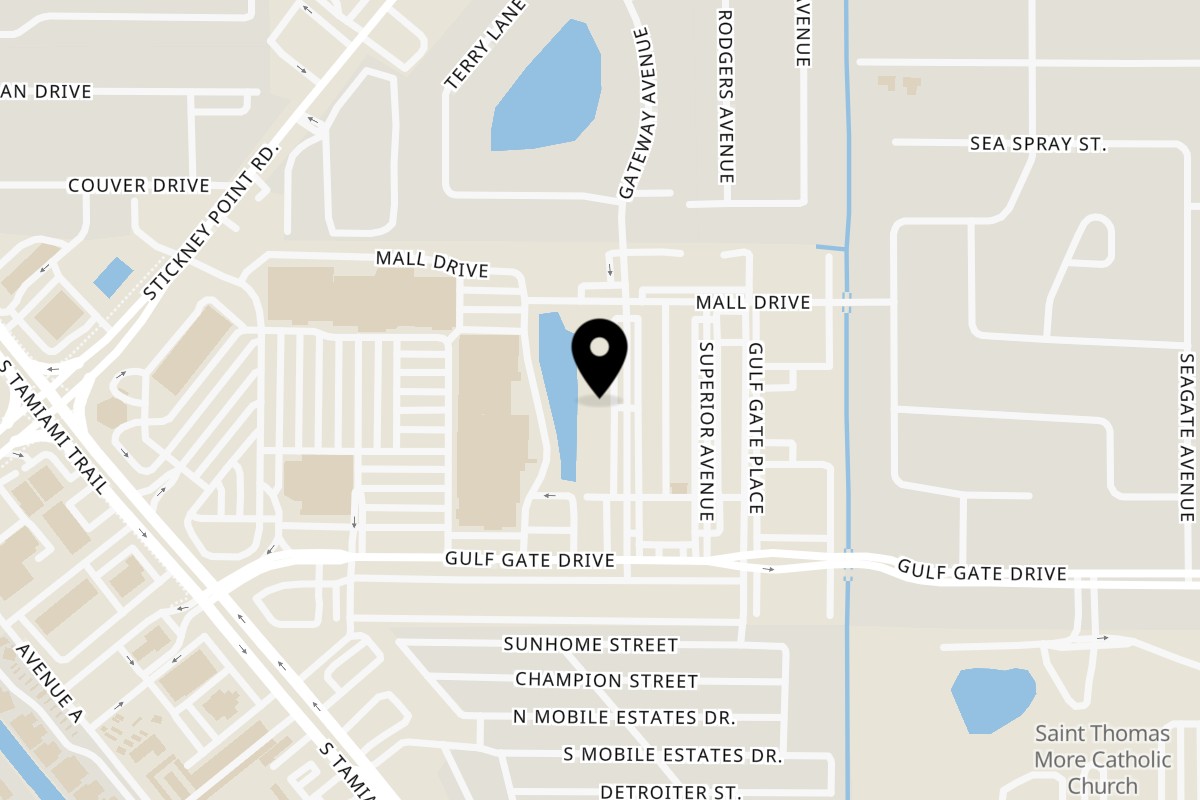 Map showing the location of SUSHARK Sarasota on 6550 Gateway Ave in Sarasota
